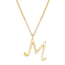 Fashion M Gold Stainless Steel 26 Letter Necklace