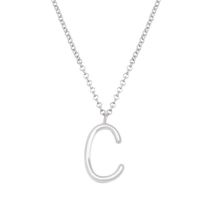 Fashion C Silver Stainless Steel 26 Letter Necklace