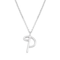 Fashion P Silver Stainless Steel 26 Letter Necklace