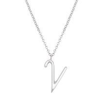 Fashion V Silver Stainless Steel 26 Letter Necklace