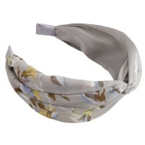 Fashion Style Two:gray Fabric Printed Cross-over Wide-brim Headband