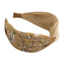 Fashion Style Three:camel Fabric Printed Cross-over Wide-brim Headband