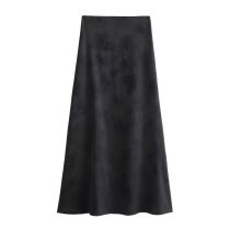 Fashion Black Jacquard Satin Skirt