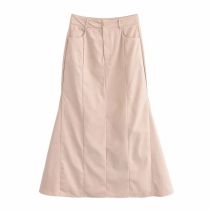 Fashion Khaki Woven High-waisted Skirt