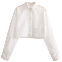 Fashion Pure White Polyester Lapel Shirt