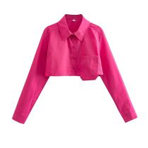 Fashion Rose Red Polyester Lapel Shirt