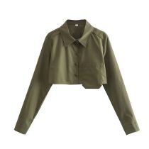 Fashion Armygreen Polyester Lapel Shirt