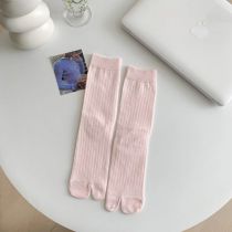 Fashion Light Pink Cotton Mid-calf Two-finger Socks