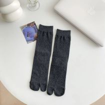 Fashion Dark Gray Cotton Mid-calf Two-finger Socks