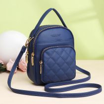 Fashion Blue Pu Diamond Large Capacity Backpack