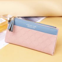 Fashion Pink Pu Long Zipper Wallet