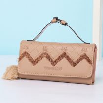 Fashion Brown Pu Clamshell Large Capacity Handbag