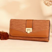 Fashion Brown Pu Flip Cover Large Capacity Wallet