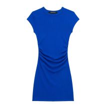 Fashion Blue Blend Pleated Ribbed Skirt