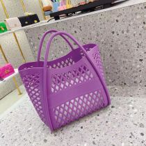 Fashion Purple Silicone Hollow Pvc Large Capacity Handbag