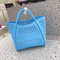 Fashion Sky Blue Silicone Hollow Pvc Large Capacity Handbag