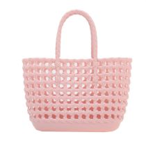 Fashion Pink Hollow Woven Large Capacity Handbag