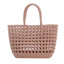 Fashion Apricot Hollow Woven Large Capacity Handbag