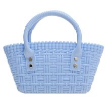 Fashion Blue Woven Large Capacity Tote Bag