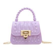 Fashion Purple Leaf Lock Studded Crossbody Bag