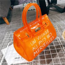 Fashion Orange Color Translucent Rhombus Pvc Crossbody Bag