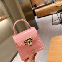 Fashion Light Pink Leaf Lock Pattern Crossbody Bag
