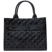 Fashion Black Large Capacity Pvc Rhombus Handbag