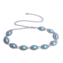 Fashion Blue Metal Chain Turquoise Belt