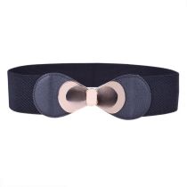 Fashion Black Buttoned Frosted Elastic Waistband