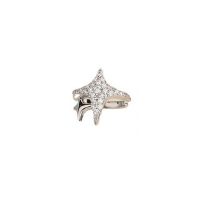 Fashion Platinum-a Diamond-filled Four-pointed Star Ear Clip Copper Inlaid Diamond Four-pointed Star Ear Cuff (single Piece)
