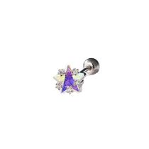 Fashion One Screwed Colorful Diamond Star Earrings - White Gold Copper Inlaid Zirconium Star Earrings (single)