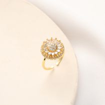 Fashion (gold) Sunflower Ring Titanium Steel Diamond Sunflower Ring