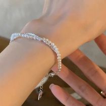 Fashion Silver Double Wrapped Pearl Silver Bracelet