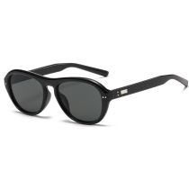 Fashion Black Frame Black And Gray Film Ac Rice Nail Large Frame Sunglasses