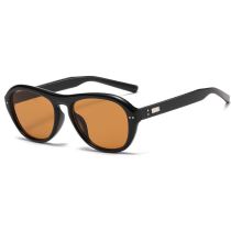 Fashion Black Frame Tea Slices Ac Rice Nail Large Frame Sunglasses