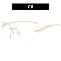 Fashion Gold Frame White Flat Pc Frameless One-piece Sunglasses