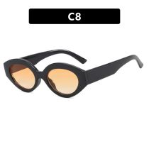 Fashion Bright Black Double Tea Small Oval Sunglasses