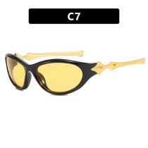 Fashion Bright Black And Yellow Film Ac Star Small Frame Sunglasses