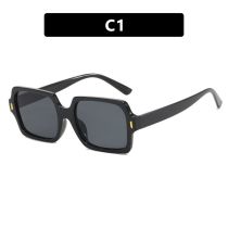 Fashion Bright Black And Gray Film Square Sunglasses With Rice Studs