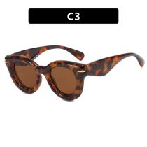 Fashion Tortoiseshell Tea Tablets Thick Frame Rice Nail Sunglasses