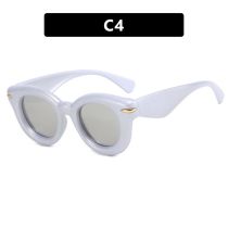 Fashion Silver Frame White Mercury Thick Frame Rice Nail Sunglasses