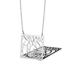 Fashion Moscow Russia – Silver Titanium Steel Square Hollow Necklace