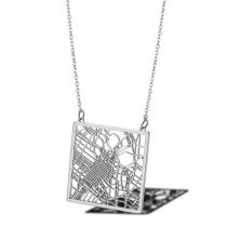 Fashion Los Angeles California Usa—silver Titanium Steel Square Hollow Necklace