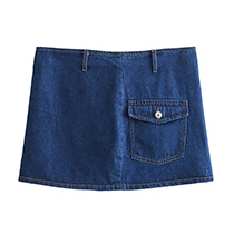 Fashion Denim Color Denim Pocket Skirt