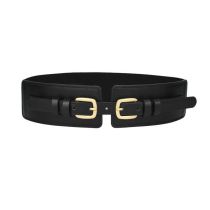 Fashion Black Wide Belt With Metal Buckle