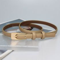 Fashion Khaki Slim Belt With Metal Pin Buckle