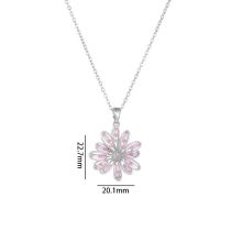 Fashion White Zirconium Steel Color A1987 Copper Diamond Flower Necklace