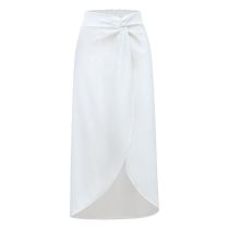 Fashion Beige Wrap Skirt Nylon Knotted Beach Skirt