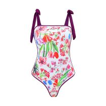 Fashion Purple Polyester Printed One-piece Swimsuit