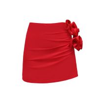 Fashion Red Skirt Nylon Floral Beach Skirt